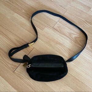 Americana by Sharif Black Suede Gold Crossbody Bag